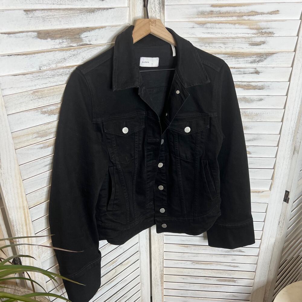 BLDWN XS Rowan Rigid Denim Jacket Carbon Black Silver Buttons Moto USA Made - Picture 6 of 15